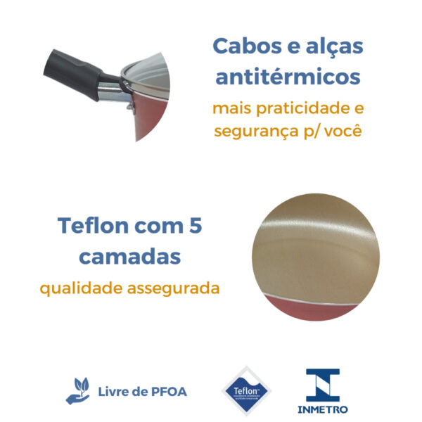 Jogo de Panelas Kit 9 Pçs Antiaderente Tampa Vidro Teflon - Imagem 5
