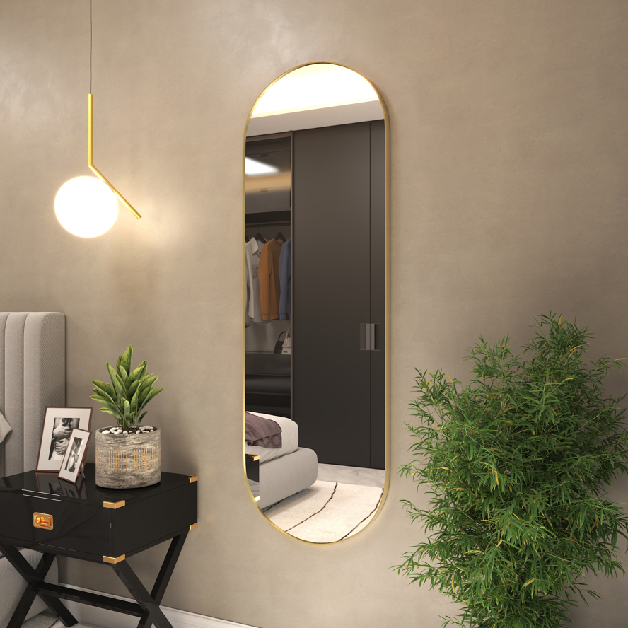 Espelho Oval 110x50 Corpo Inteiro Com Moldura + Suporte - Imagem 3