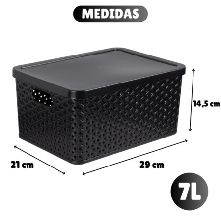 Kit Com 10 Cesto Caixa Organizadora Rattan Com Tampa 7 Litros
