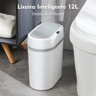 Lixeira com tampa de Click pressão, 12 Litros, ideal para uso em cozinhas, salas e banheiros.