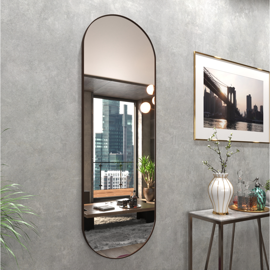 Espelho Oval 110x50 Corpo Inteiro Com Moldura + Suporte - Imagem 2