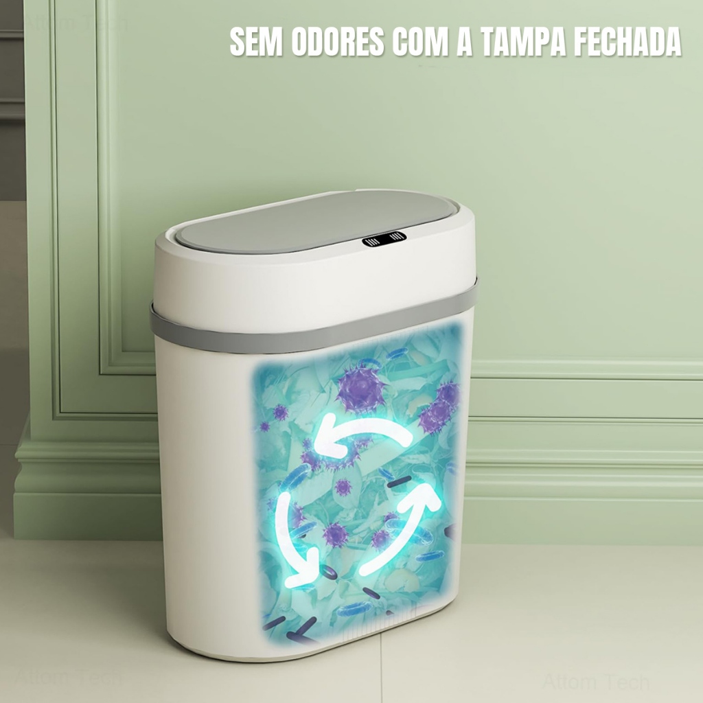 Lixeira com tampa de Click pressão, 12 Litros, ideal para uso em cozinhas, salas e banheiros. - Imagem 4